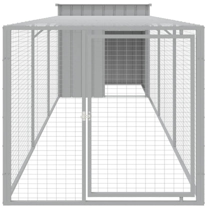 vidaXL Chicken Cage with Run Light Grey 110x405x110cm Galvanised Steel 3