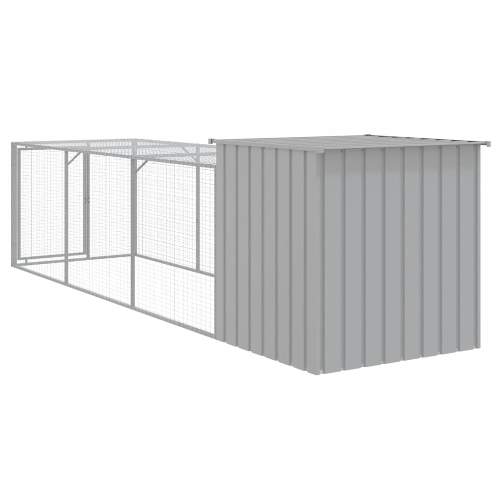 vidaXL Chicken Cage with Run Light Grey 110x405x110cm Galvanised Steel 6