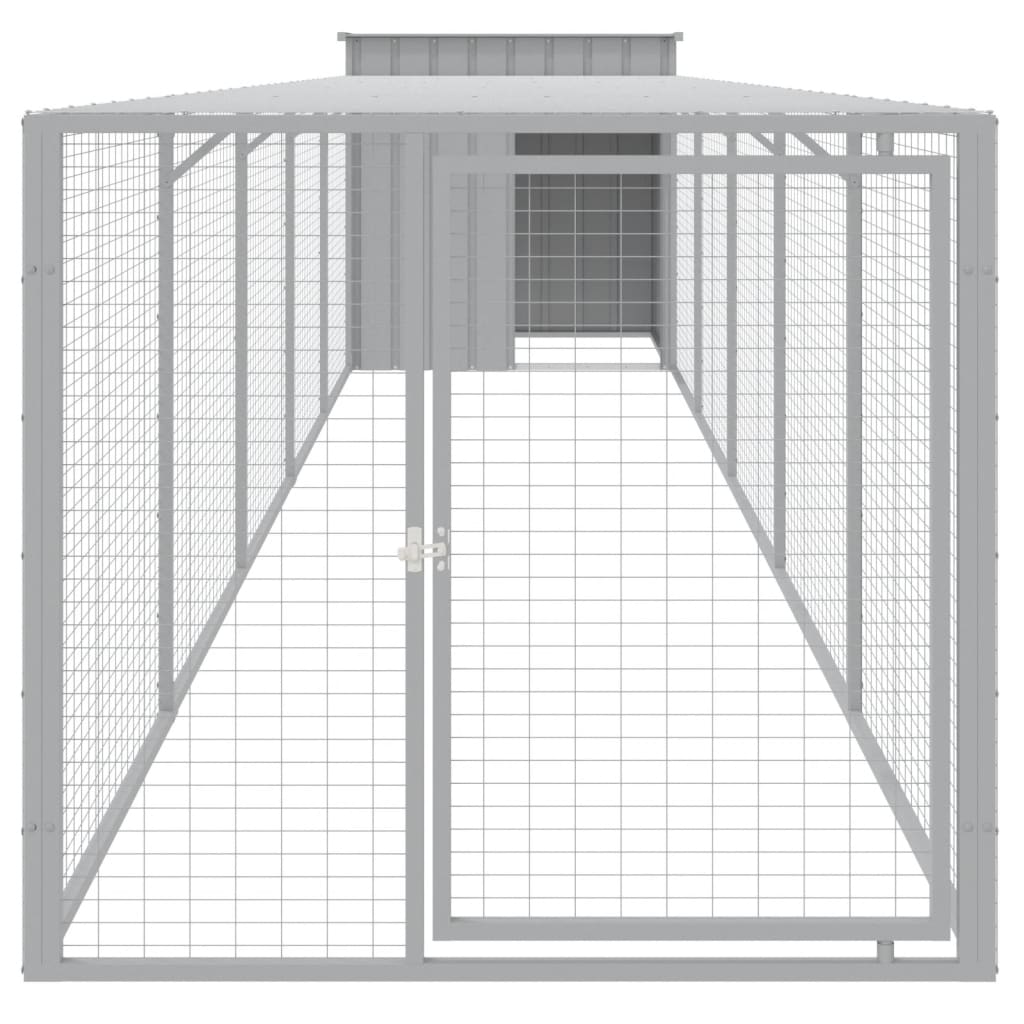 vidaXL Chicken Cage with Run Light Grey 110x609x110cm Galvanised Steel 3