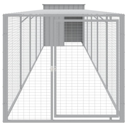 Chicken Cage with Run Galvanised Steel Light grey 110 x 609 x 110 cm