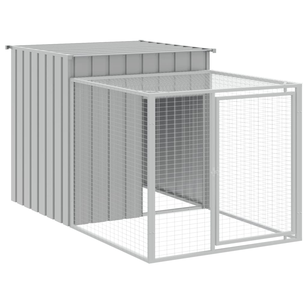 vidaXL Chicken Cage with Run Light Grey 110x609x110cm Galvanised Steel 4