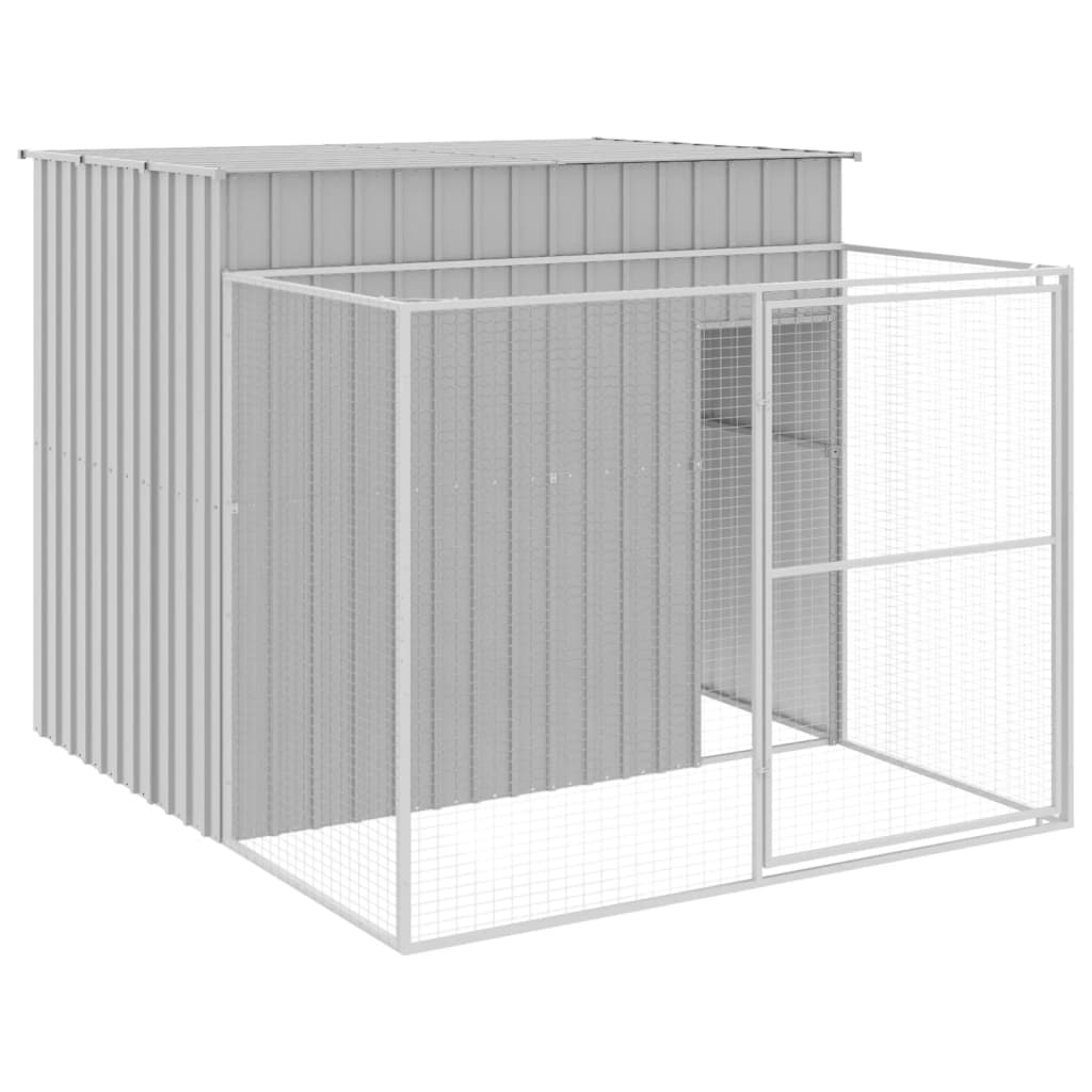 vidaXL Dog House with Run Light Grey 214x253x181 cm Galvanised Steel 2
