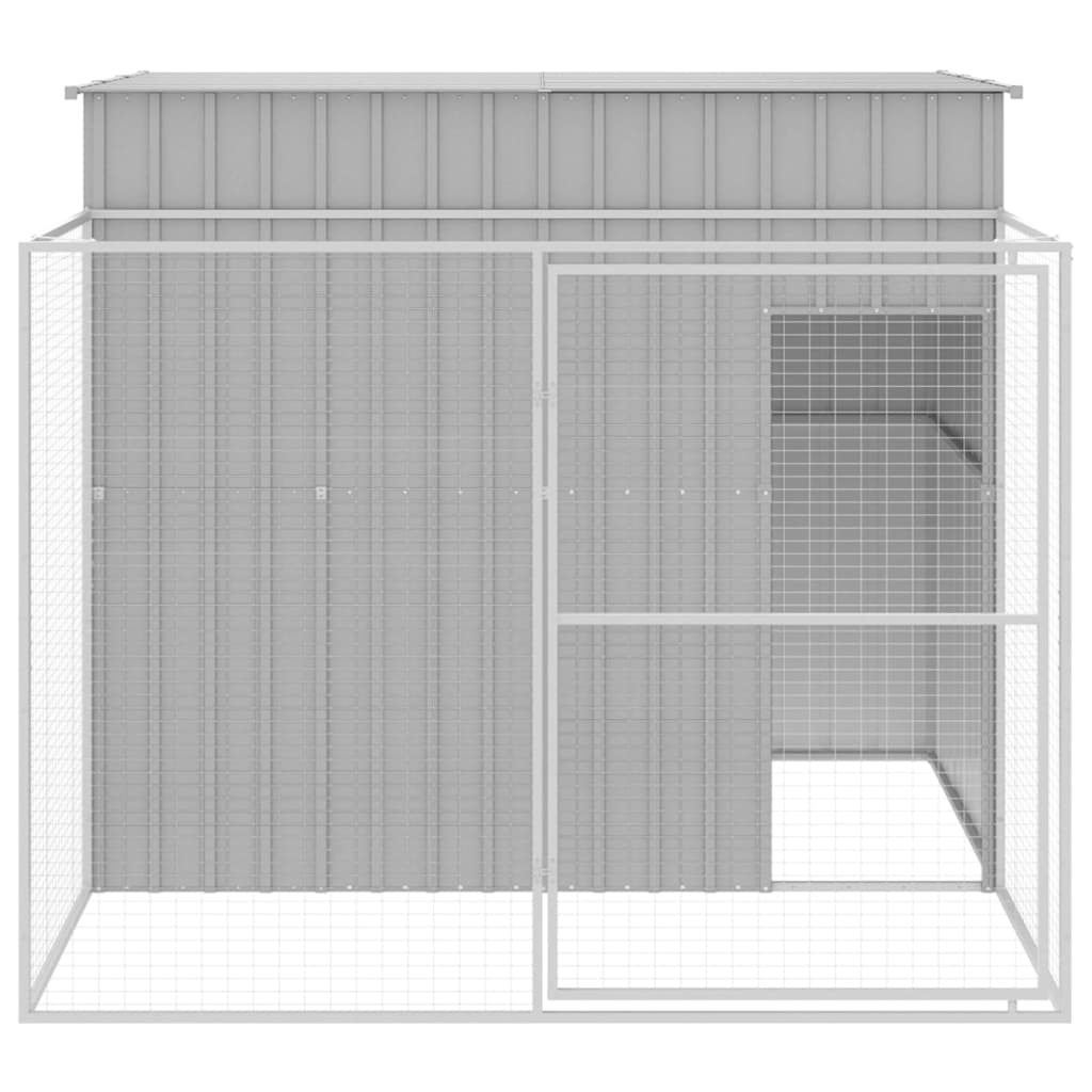 vidaXL Dog House with Run Light Grey 214x253x181 cm Galvanised Steel 3