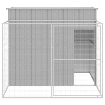 vidaXL Dog House with Run Light Grey 214x253x181 cm Galvanised Steel 3