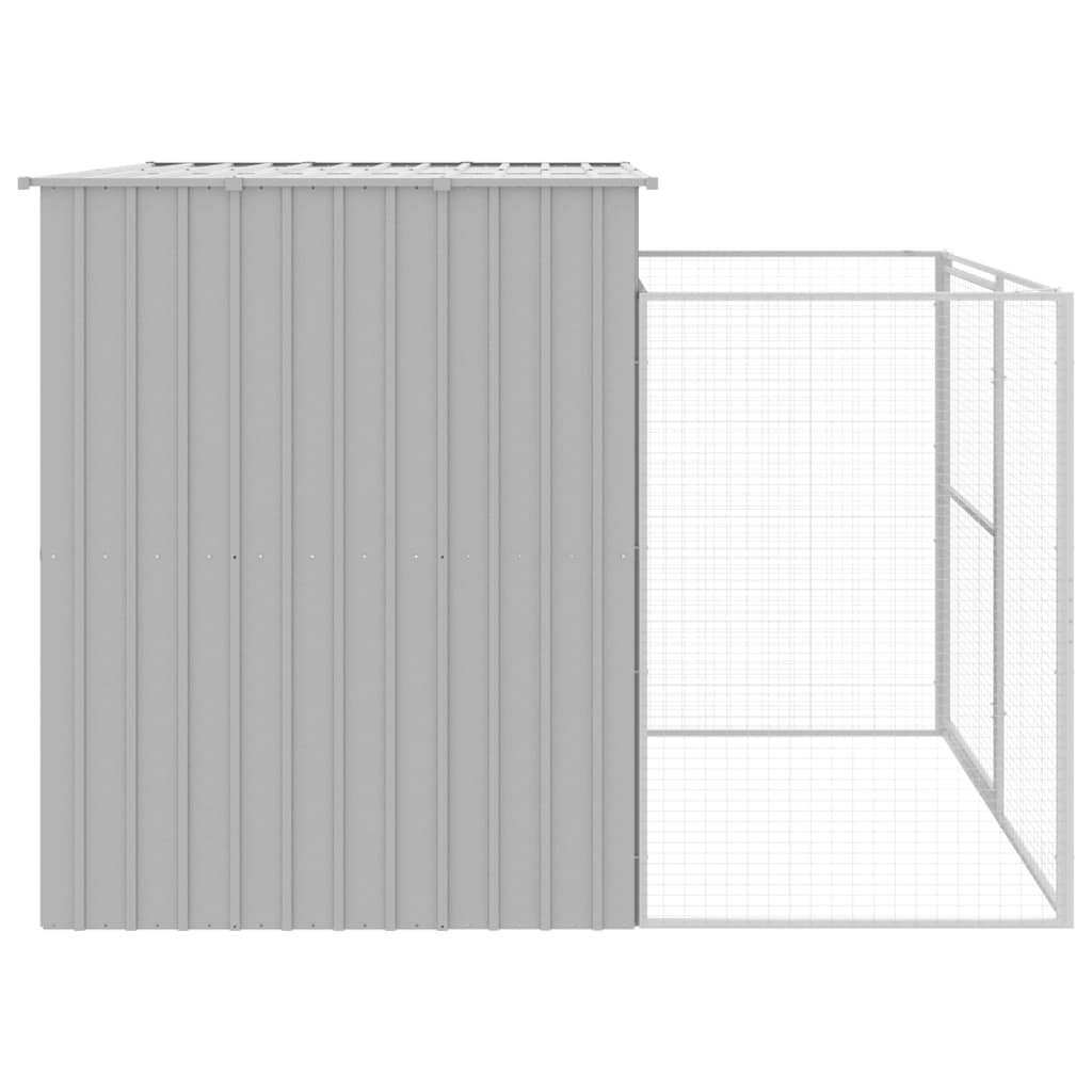vidaXL Dog House with Run Light Grey 214x253x181 cm Galvanised Steel 6