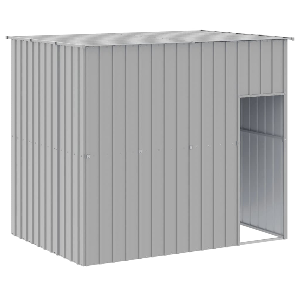 vidaXL Dog House with Run Light Grey 214x253x181 cm Galvanised Steel 4