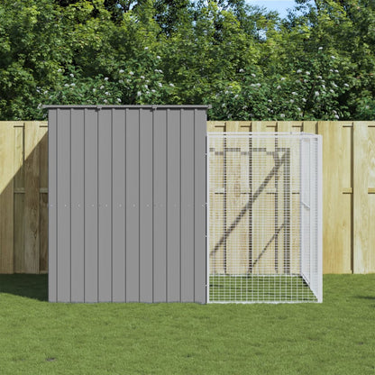 vidaXL Dog House with Run Light Grey 214x253x181 cm Galvanised Steel 1