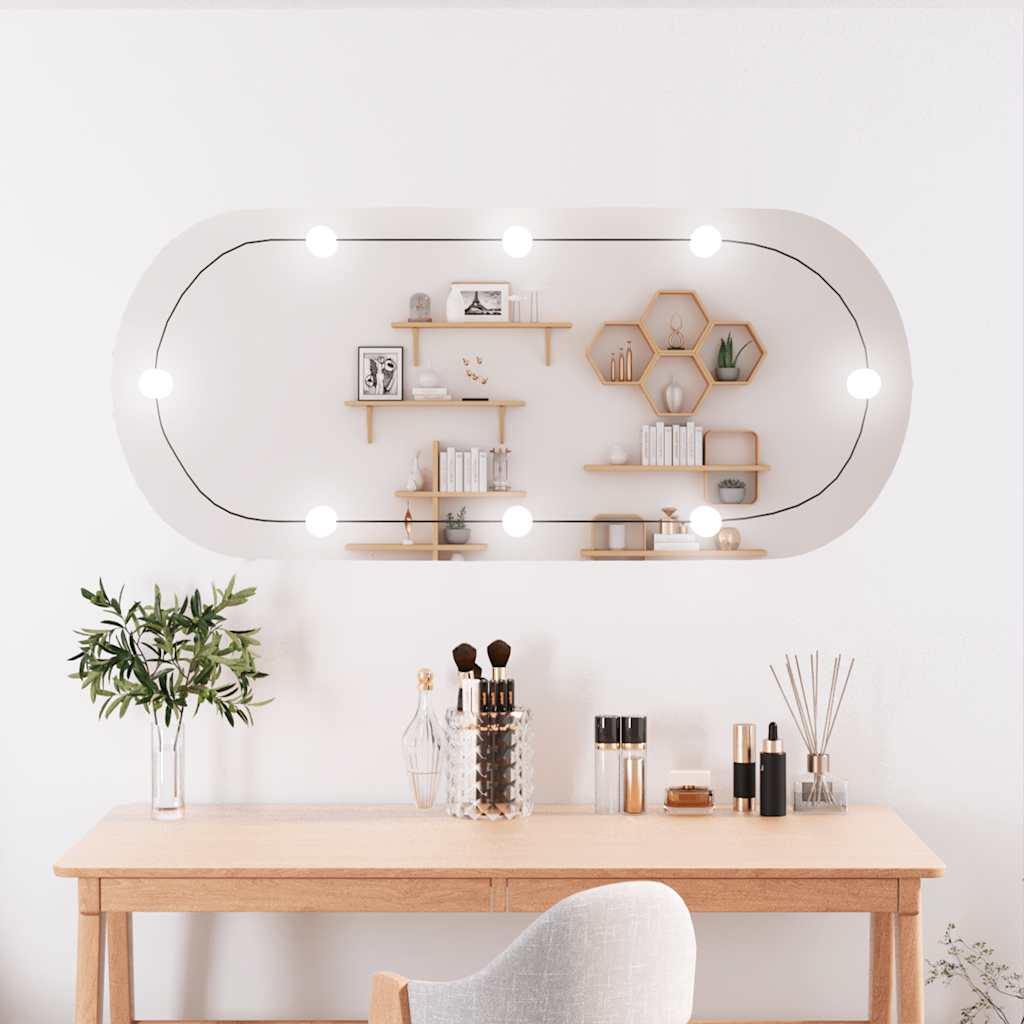 Wall Mirror Lights Glass with LED 45 cm 100 cm Oval