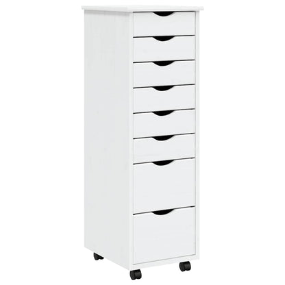 Rolling Cabinet with Drawers "MOSS" Solid Wood Pine White 34 x 39 x 103 cm
