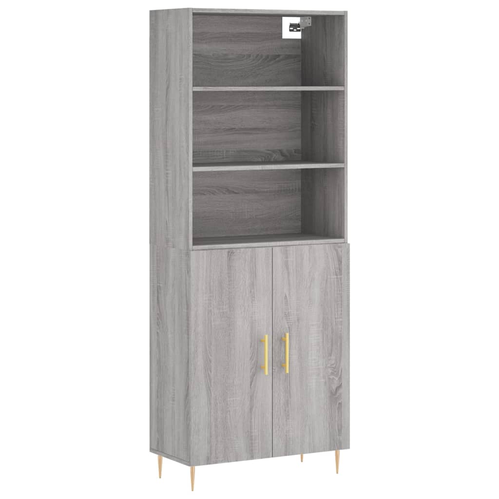 Highboard 69.5x34x180 cm Engineered Wood 2 Doors Grey sonoma