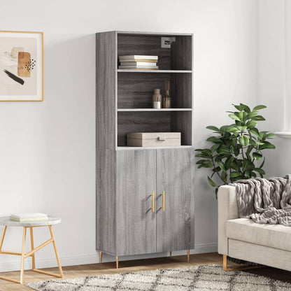 Highboard 69.5x34x180 cm Engineered Wood 2 Doors Grey sonoma