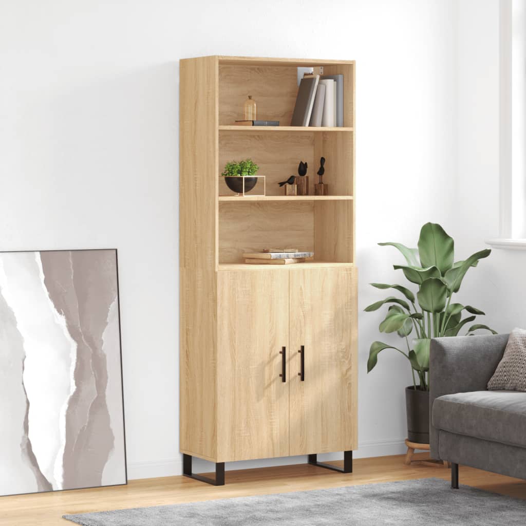 Highboard 69.5x34x180 cm Engineered Wood 2 Doors Sonoma oak