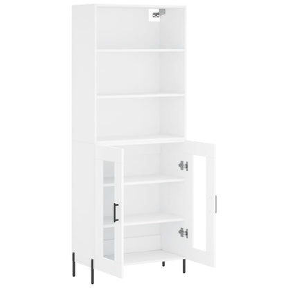 Highboard 69.5x34x180 cm Engineered Wood 2 Glass Doors White