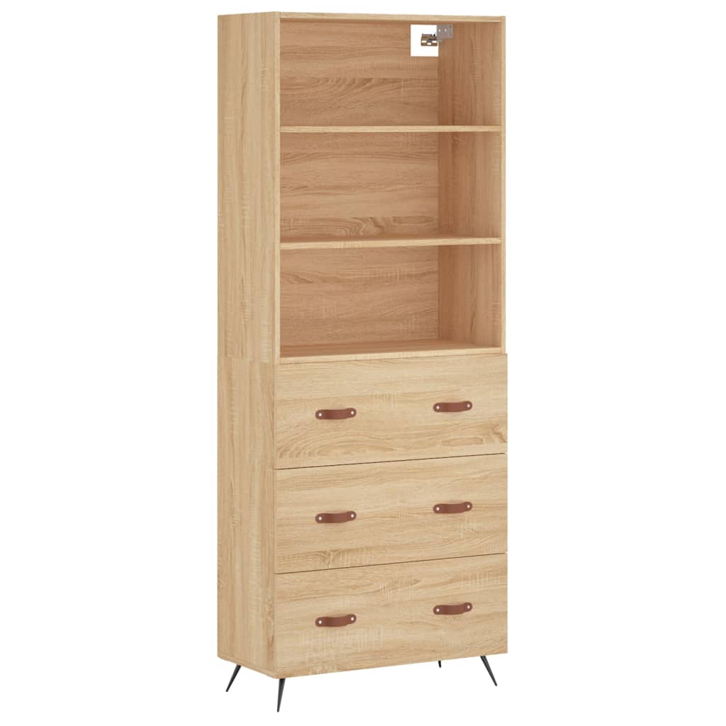 Highboard 69.5x34x180 cm Engineered Wood 3 Drawers Sonoma oak