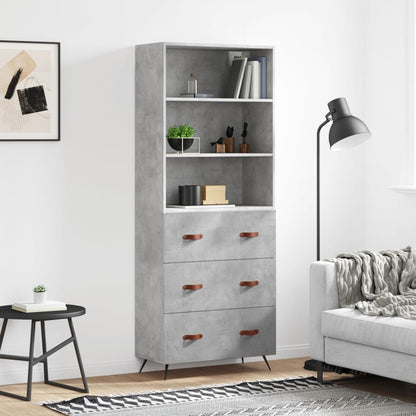 Highboard 69.5x34x180 cm Engineered Wood 3 Drawers Concrete grey