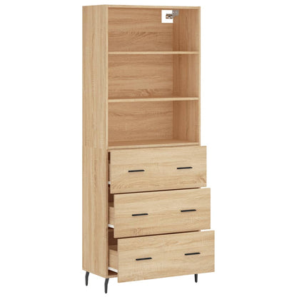 Highboard 69.5x34x180 cm Engineered Wood 3 Drawers Sonoma oak