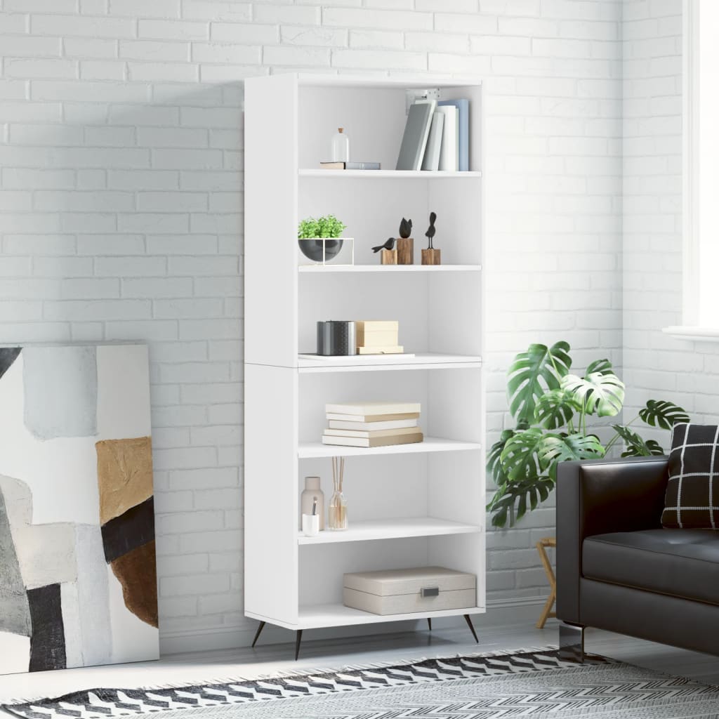 Highboard 69.5x32.5x180 cm Engineered Wood 3 Shelves White