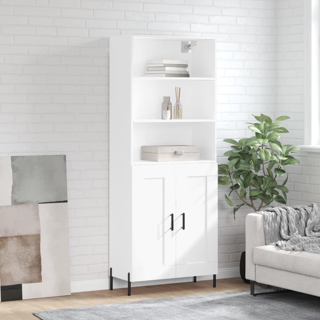 Highboard 69.5x34x180 cm Engineered Wood 2 Wood Doors White