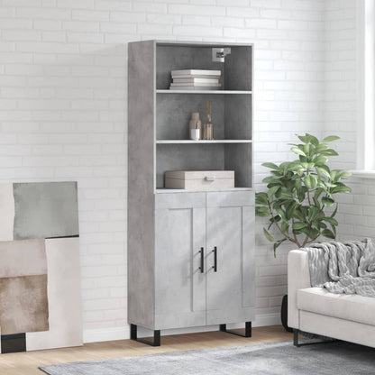 Highboard 69.5x34x180 cm Engineered Wood 2 Wood Doors Concrete grey