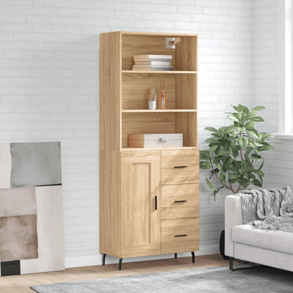 Highboard 69.5x34x180 cm Engineered Wood 1 Wood Door 3 Drawers Sonoma oak