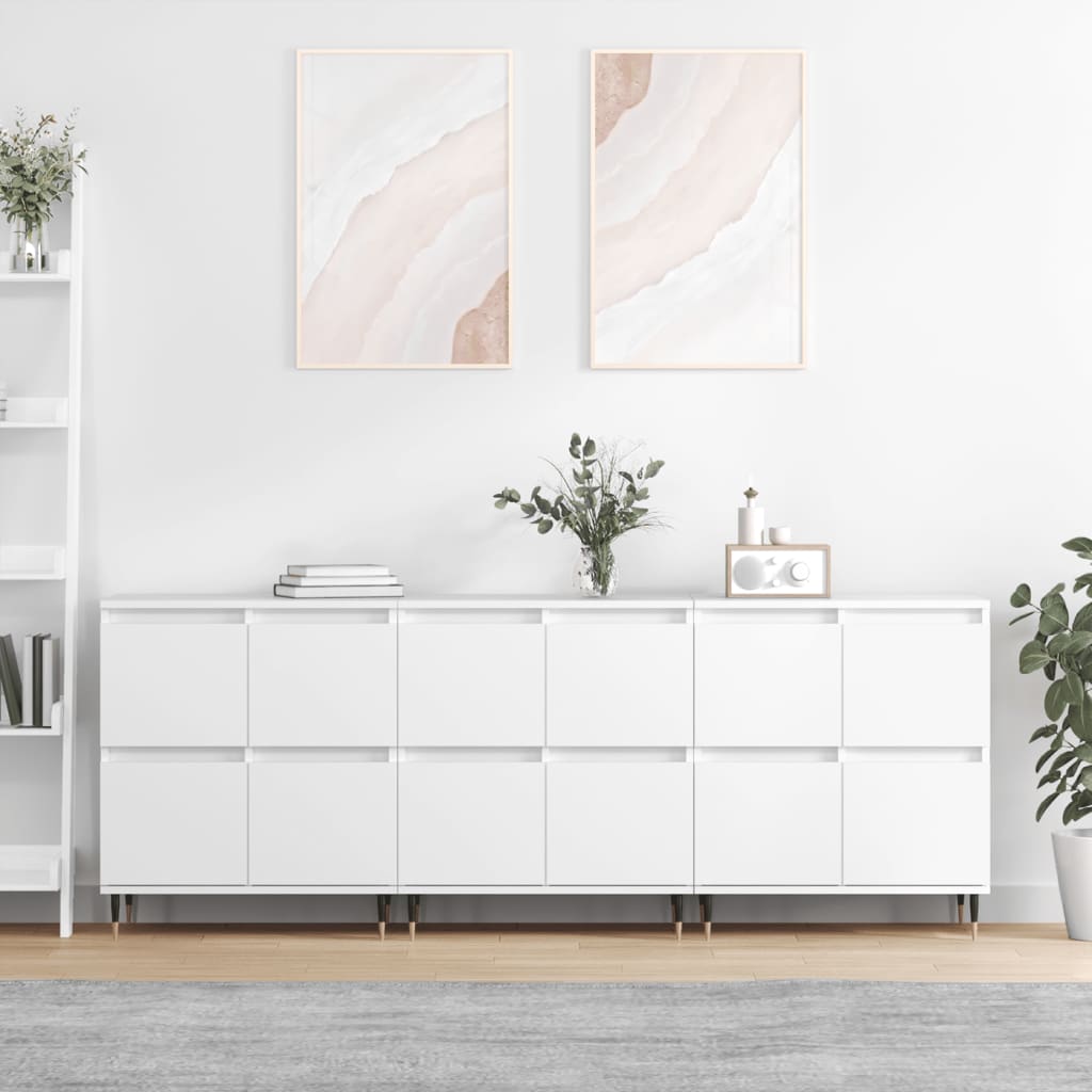 vidaXL Sideboards 3 pcs White Engineered Wood 1