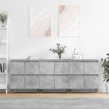 Sideboards Engineered Wood 3 pcs Concrete grey
