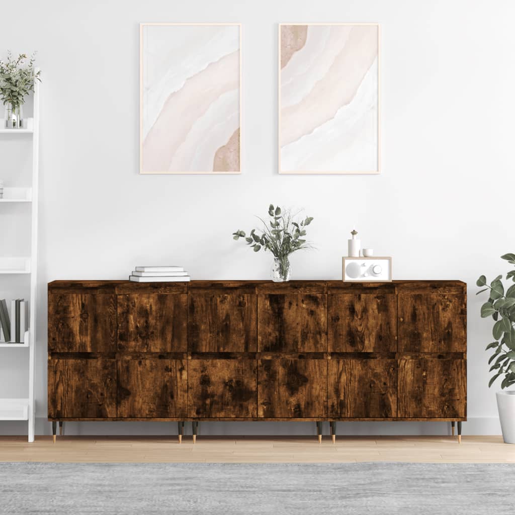 Sideboards Engineered Wood 3 pcs Smoked oak
