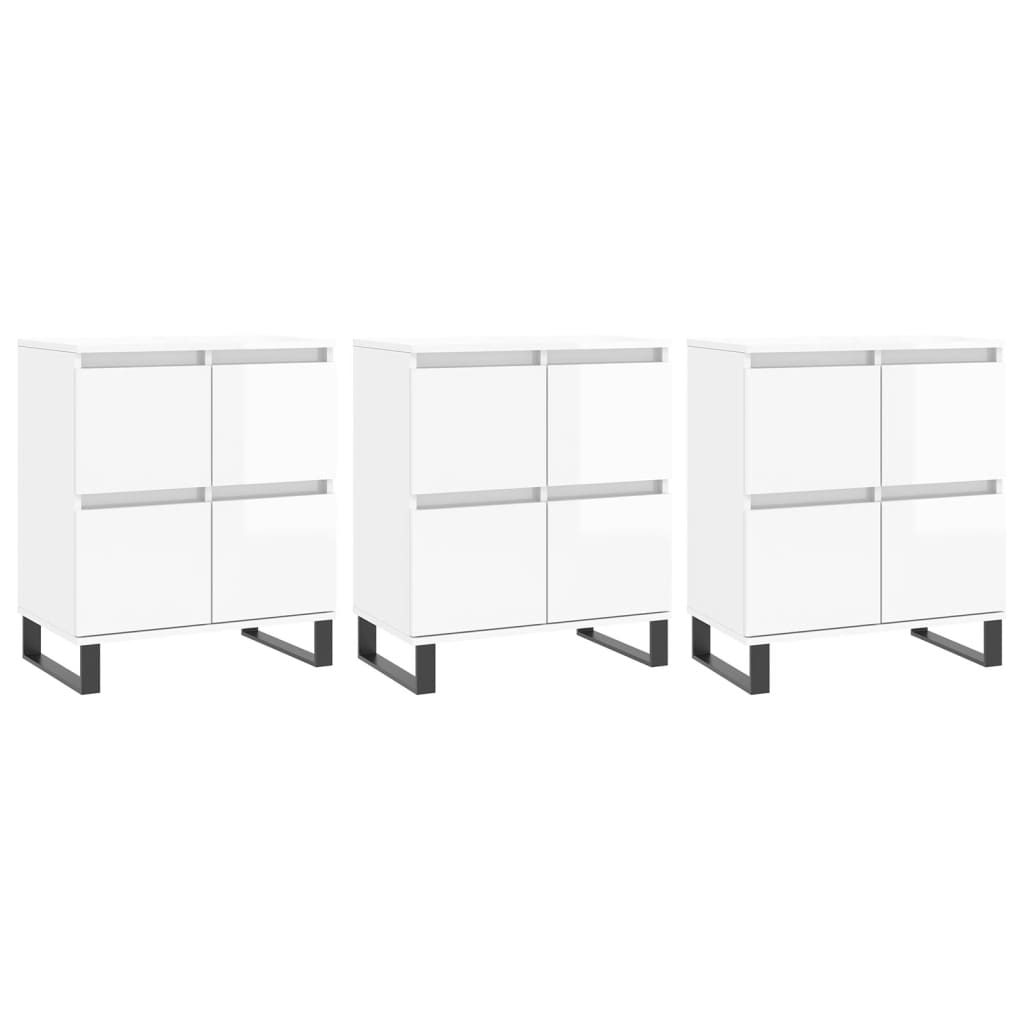 vidaXL Sideboards 3 pcs High Gloss White Engineered Wood 2