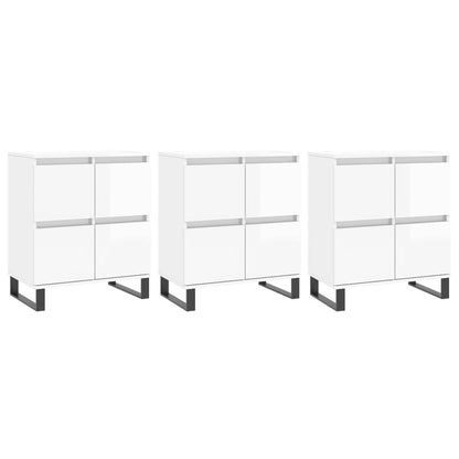 vidaXL Sideboards 3 pcs High Gloss White Engineered Wood 2