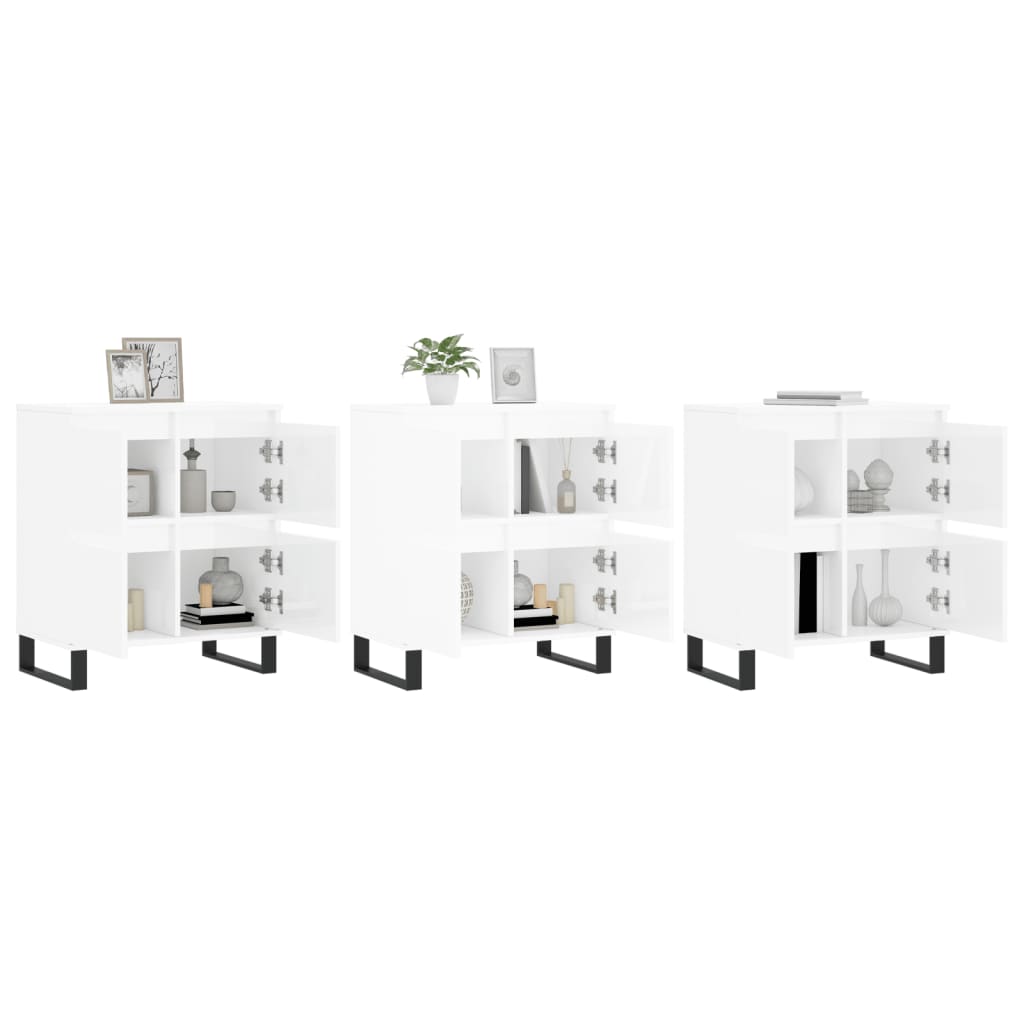 vidaXL Sideboards 3 pcs High Gloss White Engineered Wood 3