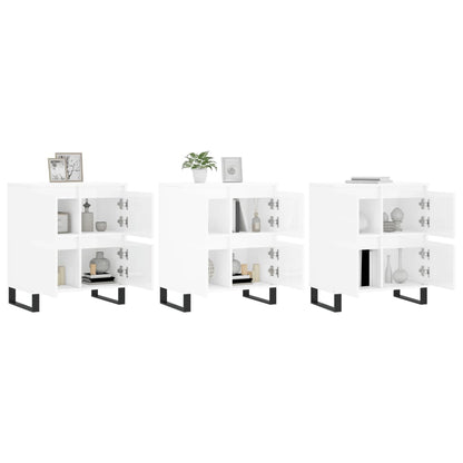 vidaXL Sideboards 3 pcs High Gloss White Engineered Wood 3