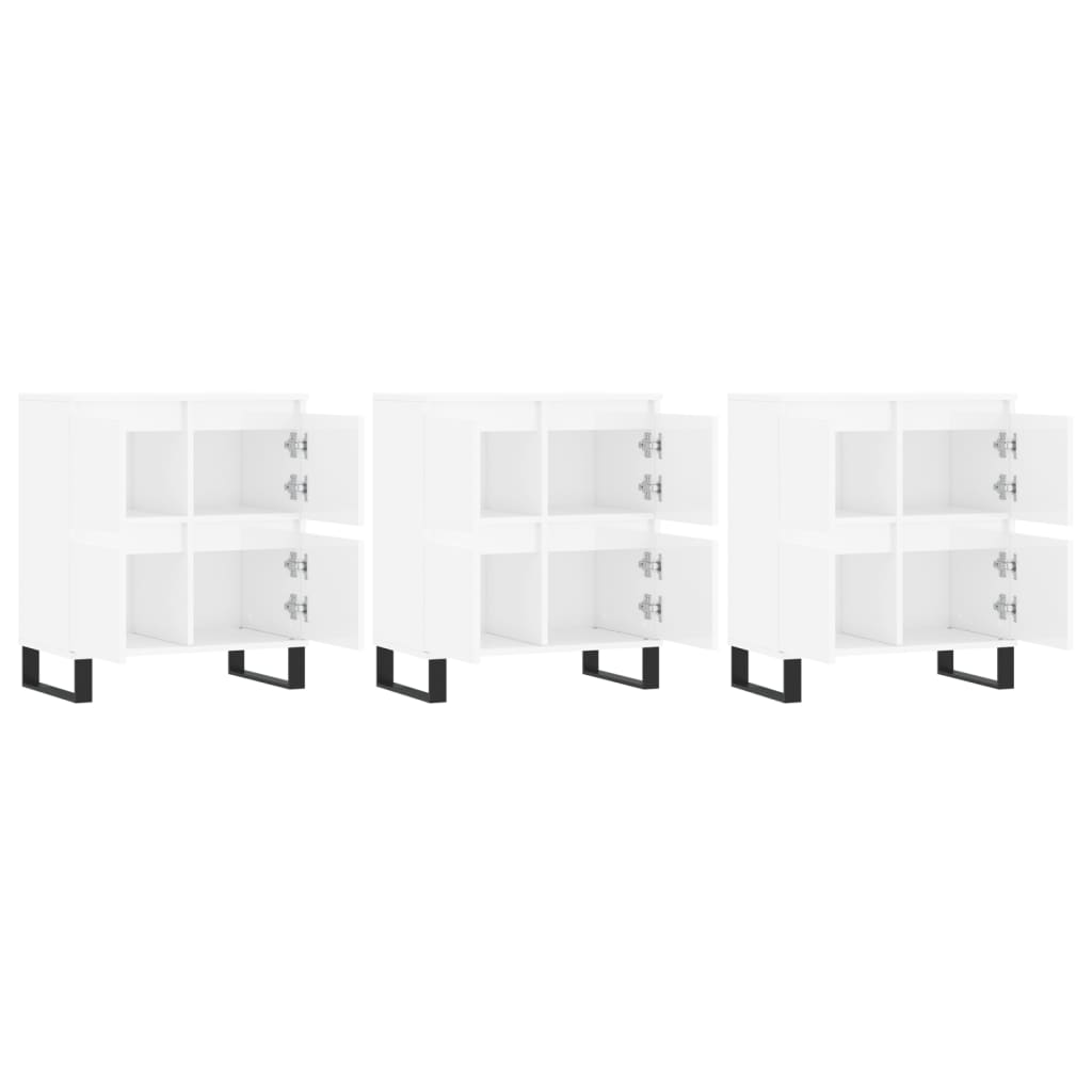 vidaXL Sideboards 3 pcs High Gloss White Engineered Wood 4