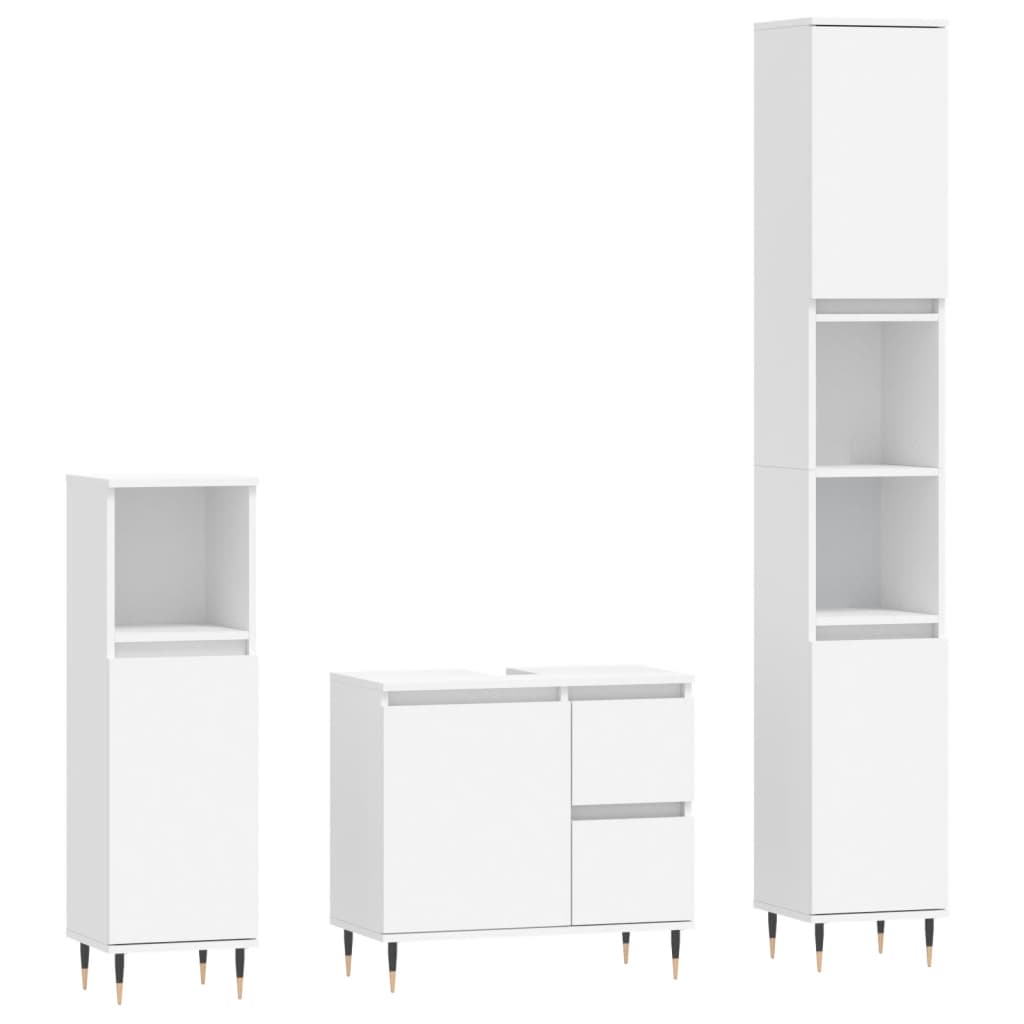 vidaXL 3 Piece Bathroom Furniture Set White Engineered Wood 2