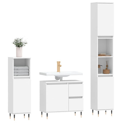 vidaXL 3 Piece Bathroom Furniture Set White Engineered Wood 3