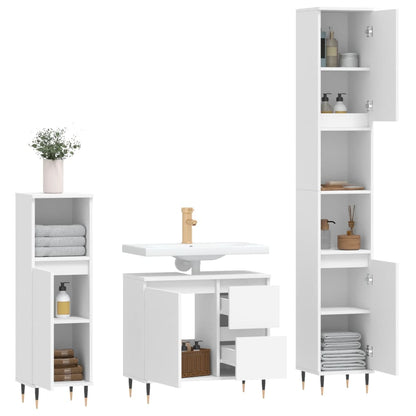 vidaXL 3 Piece Bathroom Furniture Set White Engineered Wood 4