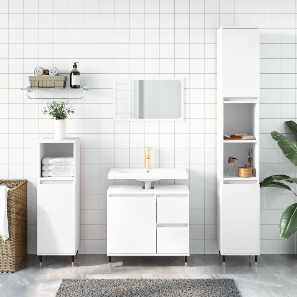 vidaXL 3 Piece Bathroom Furniture Set White Engineered Wood 1