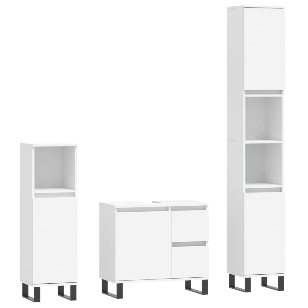 vidaXL 3 Piece Bathroom Furniture Set White Engineered Wood 2