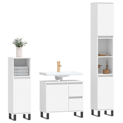 vidaXL 3 Piece Bathroom Furniture Set White Engineered Wood 3