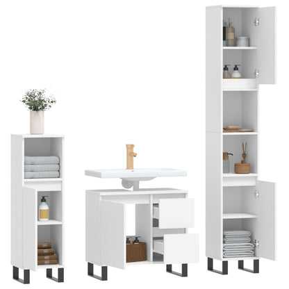 vidaXL 3 Piece Bathroom Furniture Set White Engineered Wood 4
