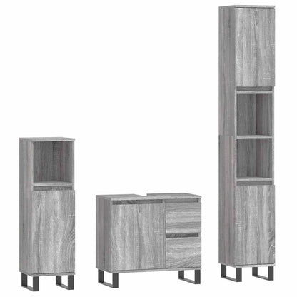 vidaXL 3 Piece Bathroom Furniture Set Grey Sonoma Engineered Wood 2