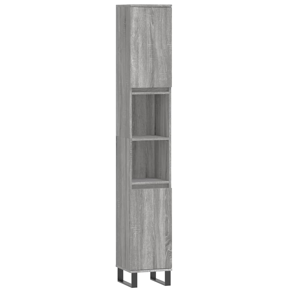 vidaXL 3 Piece Bathroom Furniture Set Grey Sonoma Engineered Wood 5