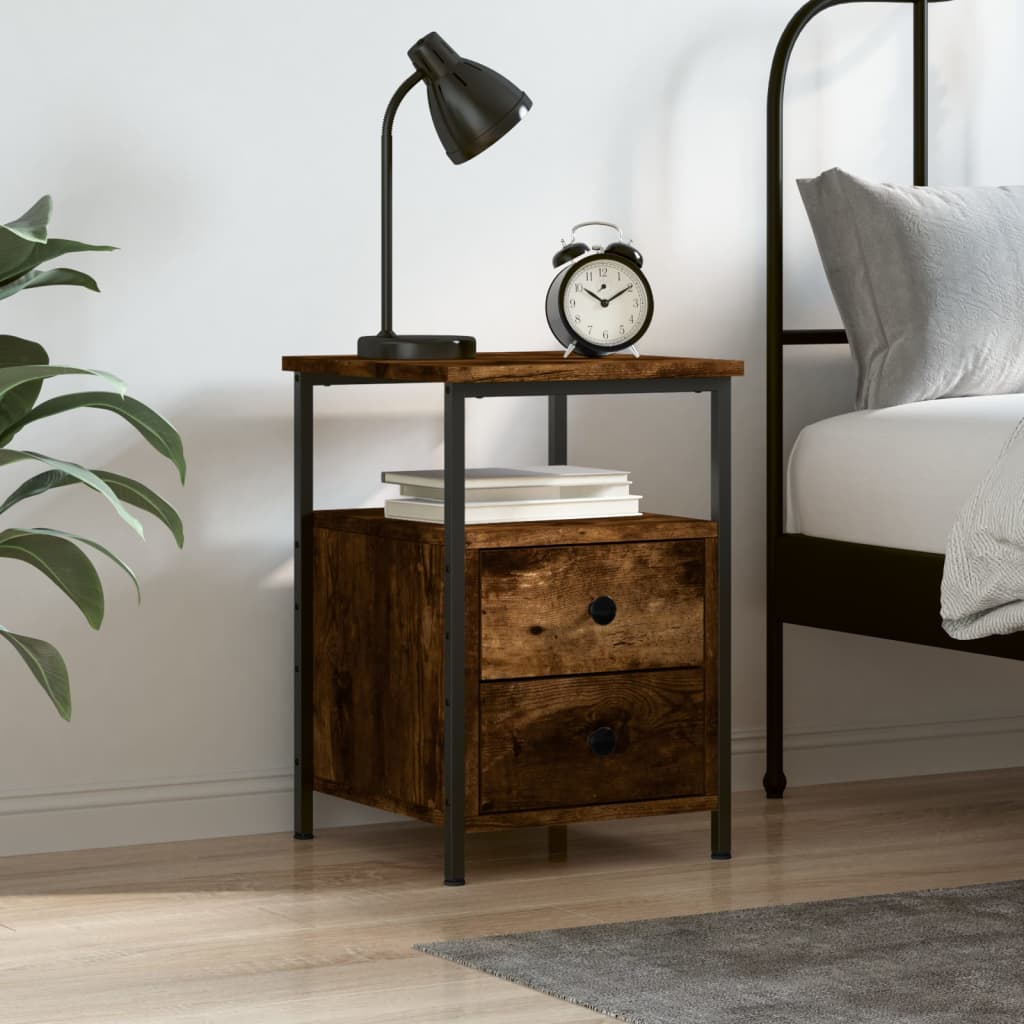 Bedside Cabinet 34x35,5x50 cm Engineered Wood Smoked oak 1