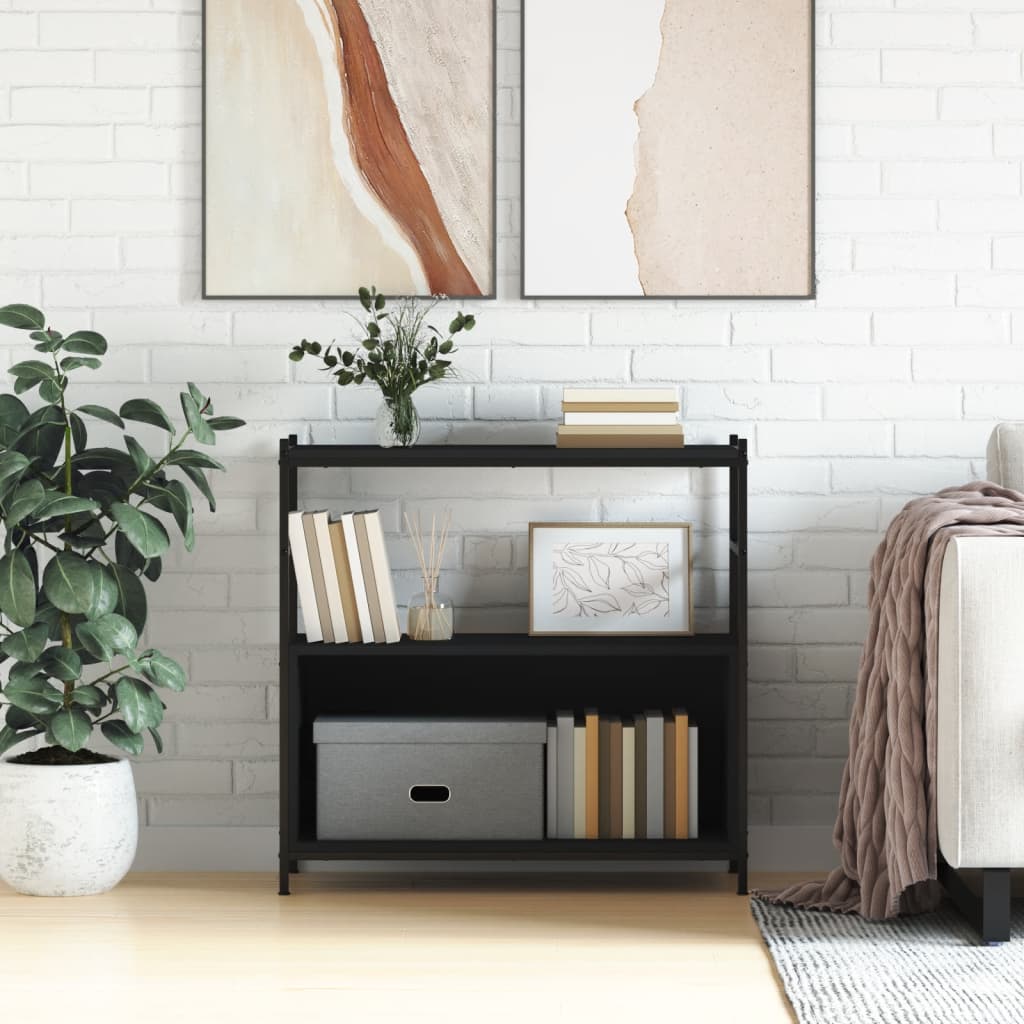 Bookshelf 80x30x78,5 cm Engineered Wood and Iron Black