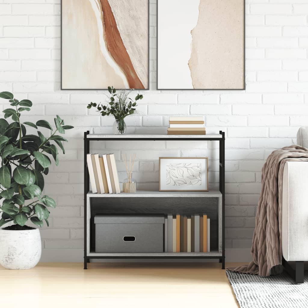 Bookshelf 80x30x78,5 cm Engineered Wood and Iron Grey sonoma