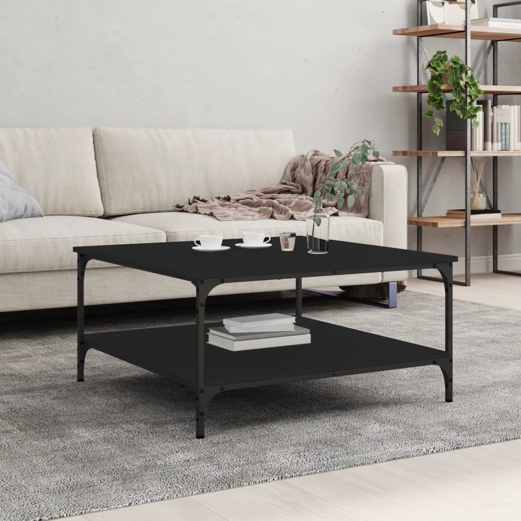 Coffee Table 80x80x40 cm Engineered Wood Black