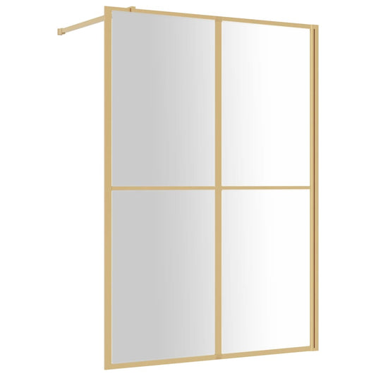 vidaXL Walk-in Shower Wall with Clear ESG Glass Gold 140x195 cm 2