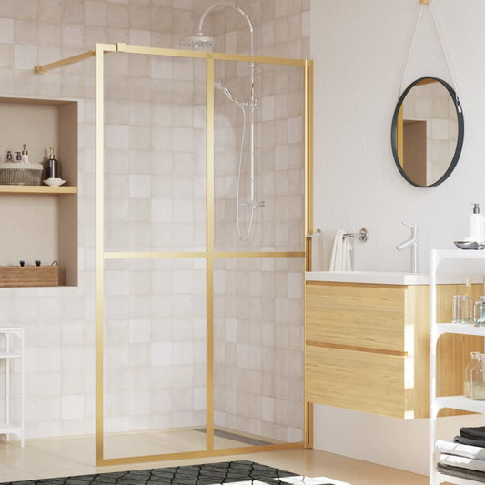 vidaXL Walk-in Shower Wall with Clear ESG Glass Gold 140x195 cm 1