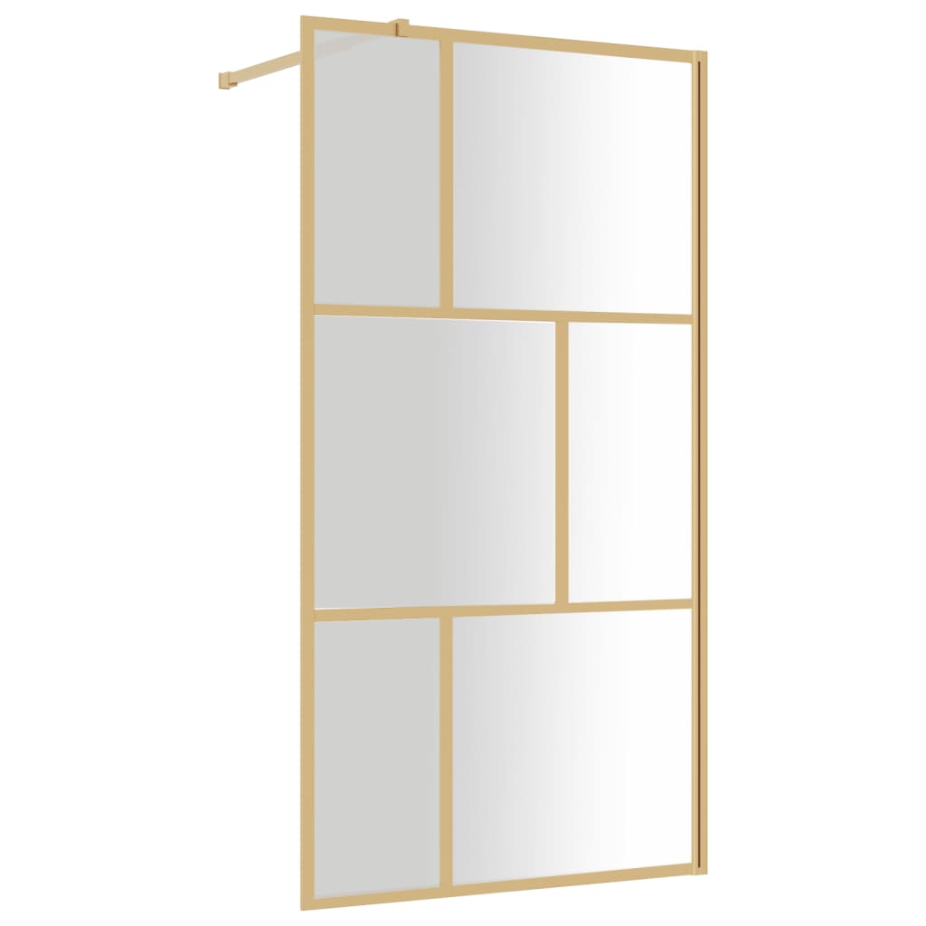vidaXL Walk-in Shower Wall with Clear ESG Glass Gold 115x195 cm 2