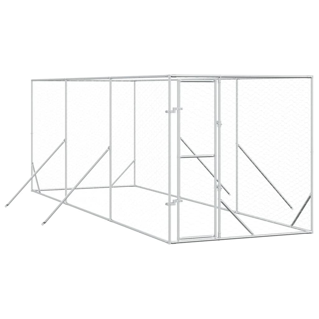 vidaXL Outdoor Dog Kennel Silver 2x6x2 m Galvanised Steel 2