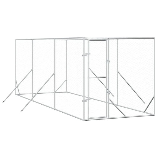 Outdoor Dog Kennel Silver Galvanised Steel 2 m 6 m